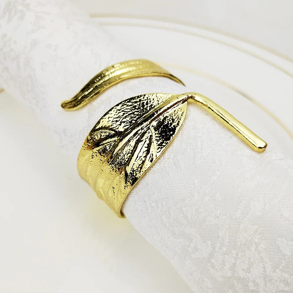 4PCS Christmas Wedding Easter Napkin Rings,Plum Blossom Golden Napkin Buckles,Dinner Parties Dining Table Decor Napkin Holder
