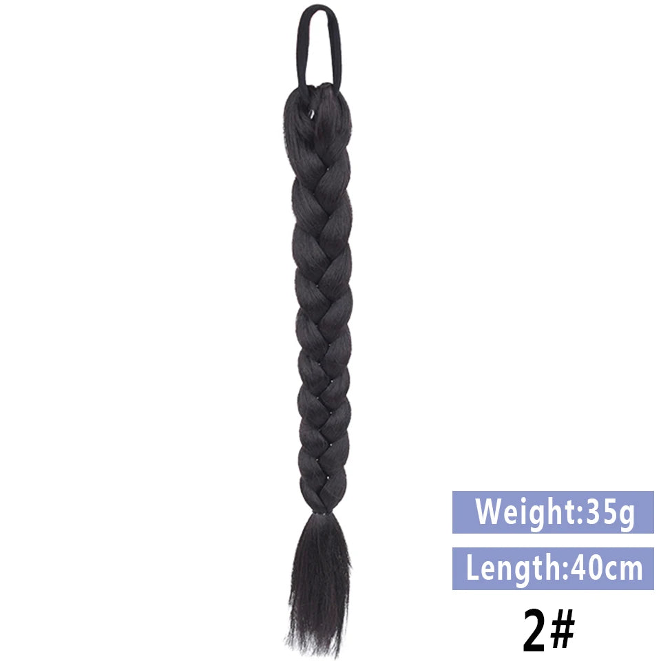 LUPU Synthetic Braided Ponytails Hair Extensions For Women With Elastic Hair Band Hairpieces Natural Black Brown Fake Hair