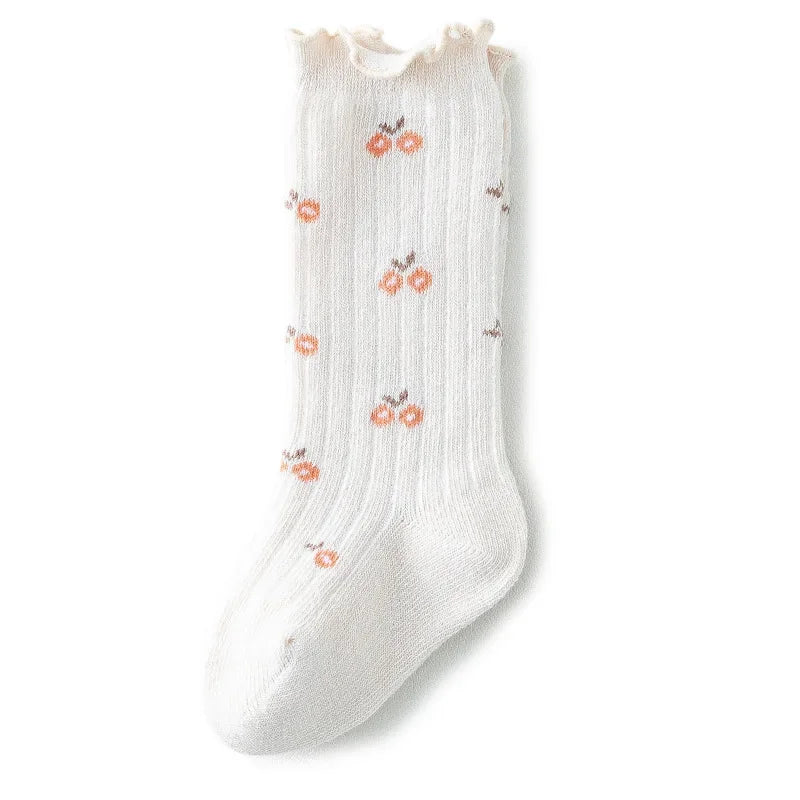 Autumn winter new baby mid-tube knee socks kawaii girls Princess lace flower stockings cute sock comfortable newborn accessories