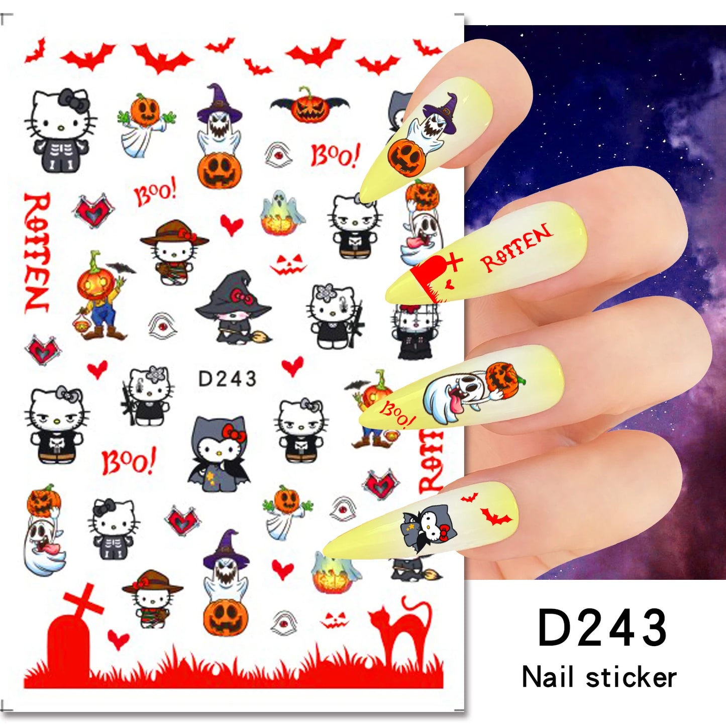 1PCS Cartoon Cute Melody Kuromi 3D Nail Stickers Press on Nails Sanrio Nail Art Decoration New Anime Nail Art Decals Stickers