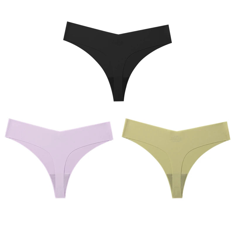 TrowBridge 3PCS/Set Women's Panties Simple Seamless Underwear Breathable Satin Thongs Sexy Lingerie Comfortable Sports G-Strings