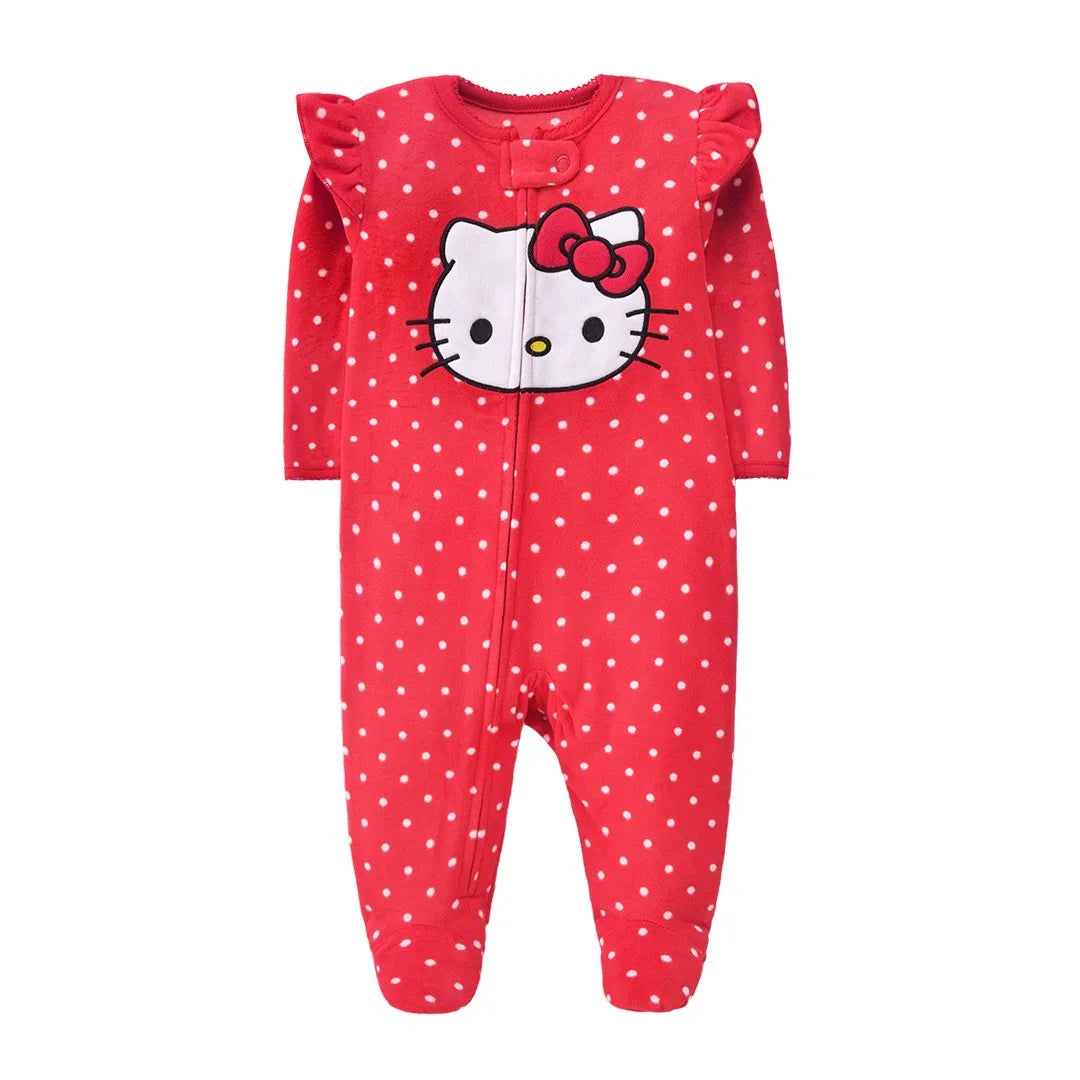 Newborn Infant Baby Girl Rompers 2024 Winter Autumn Warm Micro Fleece Animal Sleepsuit Animal Overall Babe Jumpsuits 0-12 Months
