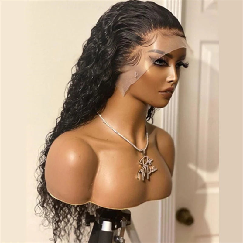 Soft Black Kinky Curly 180 Density 26 inch Preplucked Long Hair Wig For Women Natural Hairline Wig With Afro Baby Hair