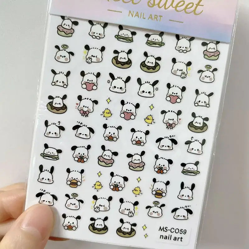 1PCS Cartoon Cute Melody Kuromi 3D Nail Stickers Press on Nails Sanrio Nail Art Decoration New Anime Nail Art Decals Stickers