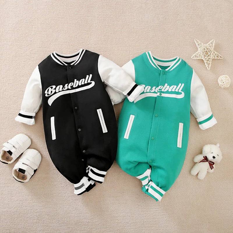 Spring And Autumn Boys And Girls Handsome Cool Baseball Jersey Cotton Comfortable Casual Long Sleeve Baby Bodysuit