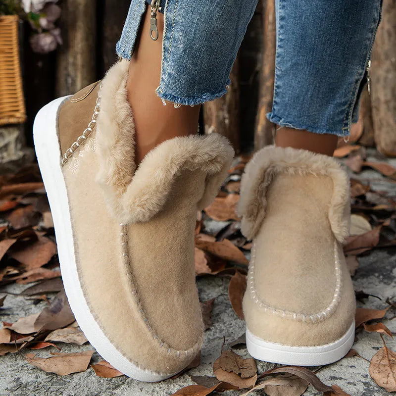 Women's Boots 2024 New Women Winter Boots Fur Shoes Women Ankle Boots Snow Botas Mujer Slip On Winter Shoes Female Flat Footwear