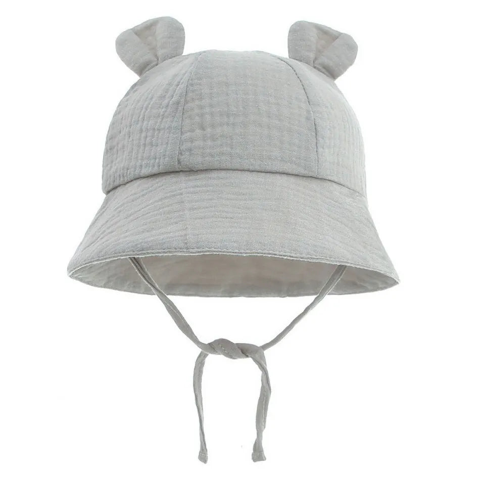 Newborn Baby Hat Infant Muslin Bucket Hat Kids Bear Ears Summer Beach Sun Caps Boys Girls Easter Hats For Toddlers 3-12 Months