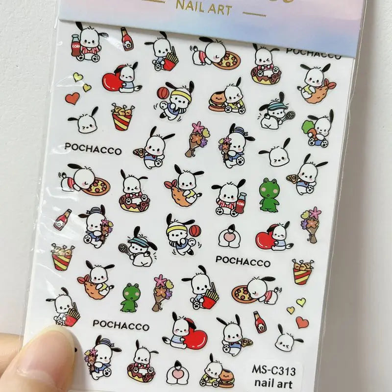 1PCS Cartoon Cute Melody Kuromi 3D Nail Stickers Press on Nails Sanrio Nail Art Decoration New Anime Nail Art Decals Stickers