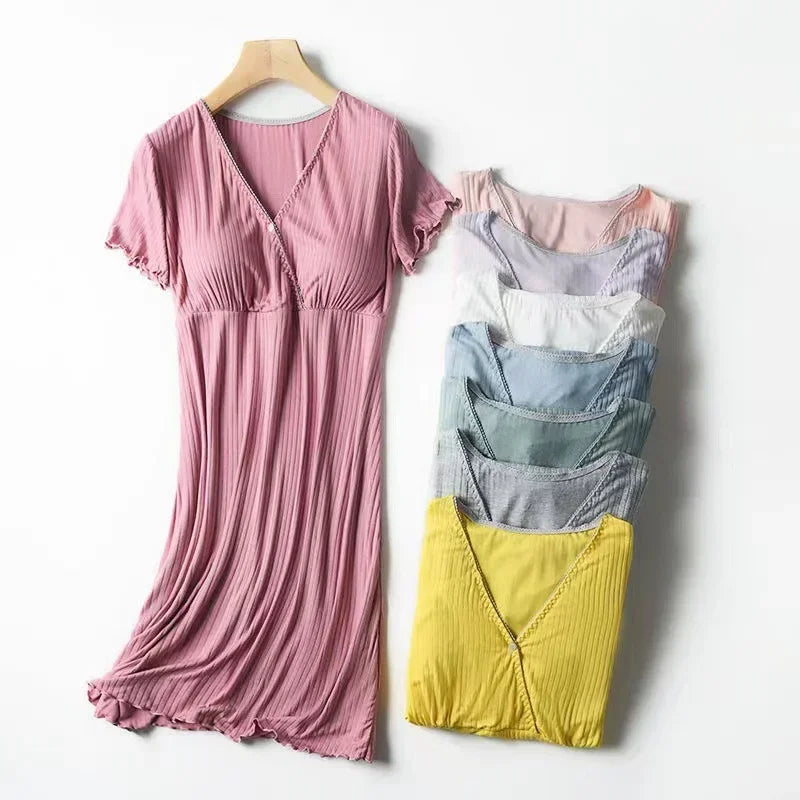 Maternity Pijama Maternidad Summer Postpartum Nursing Clothes Pregnant Women Dress Cotton Fashionable New Breastfeeding Dresses