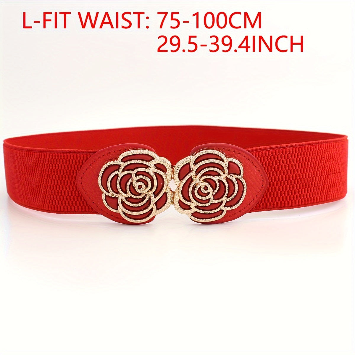 Vintage Stretch Wide Waist Belt For Women Dress Waistband Metal Leaf Buckle