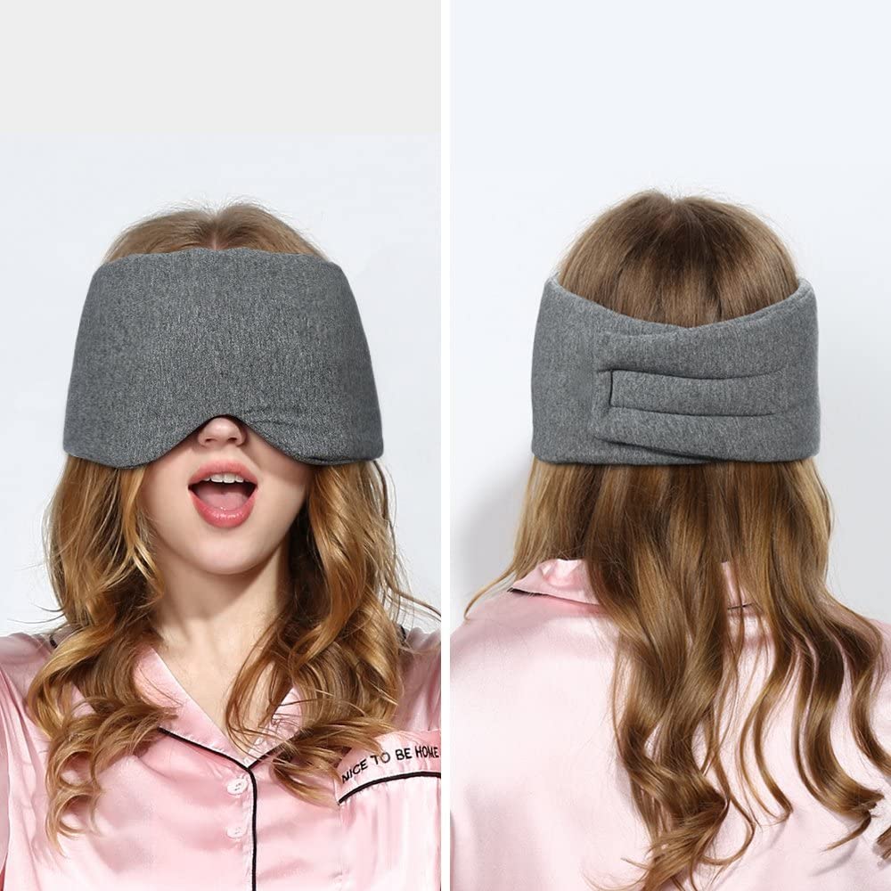 1pc Luxury Oversized Cotton Eye Mask - Adjustable Comfort, Total Darkness Sleep Blindfold with Nose Pad - Soft, Reusable & Ideal for Uninterrupted Rest