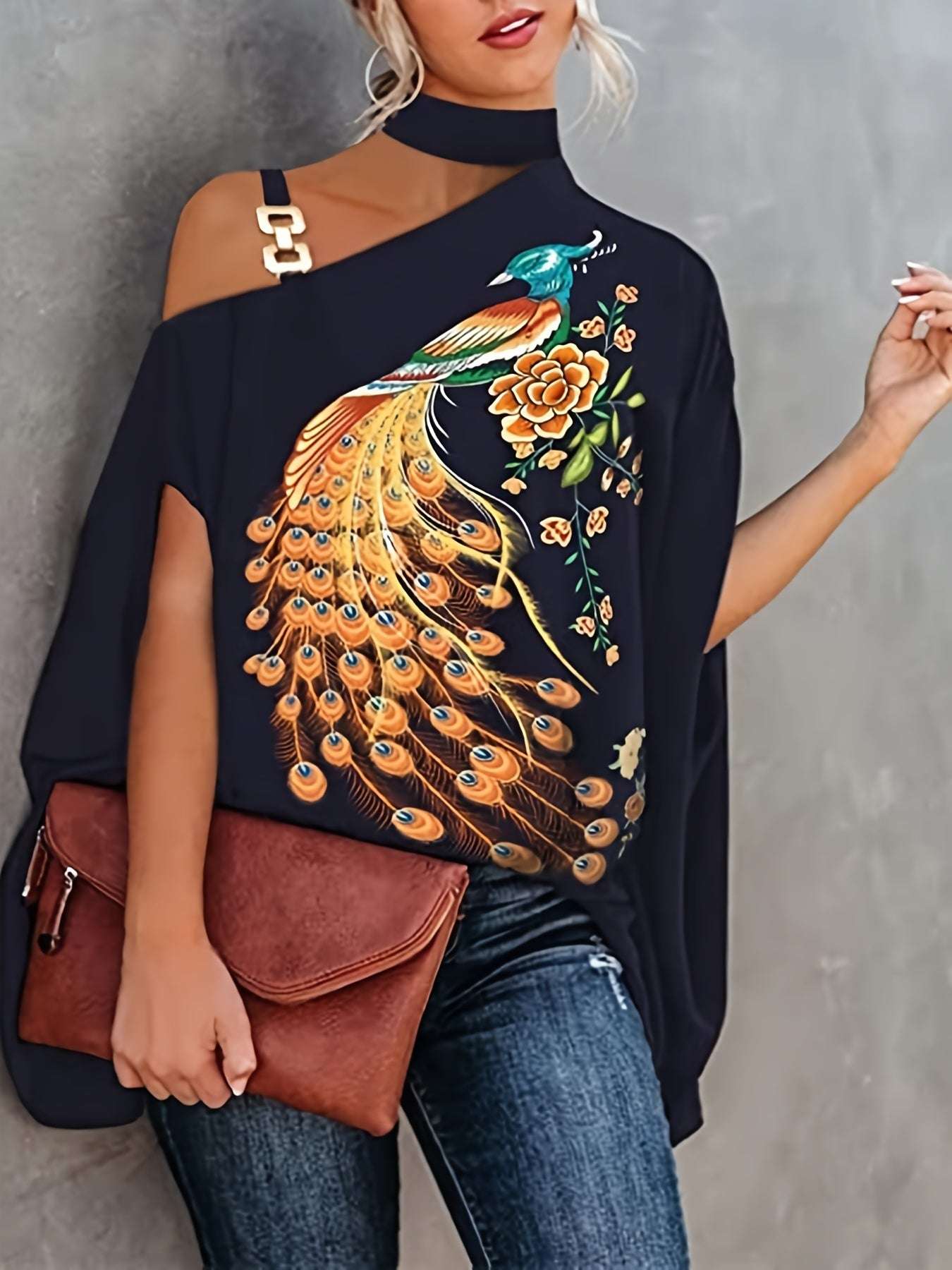 Women's Blouse Summer Halter Batwing Sleeve Floral Print Blouse
