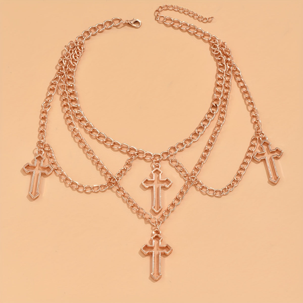 1pc Fashionable Gothic Criss Cross Multi-element Multi-Layer Necklace Chain