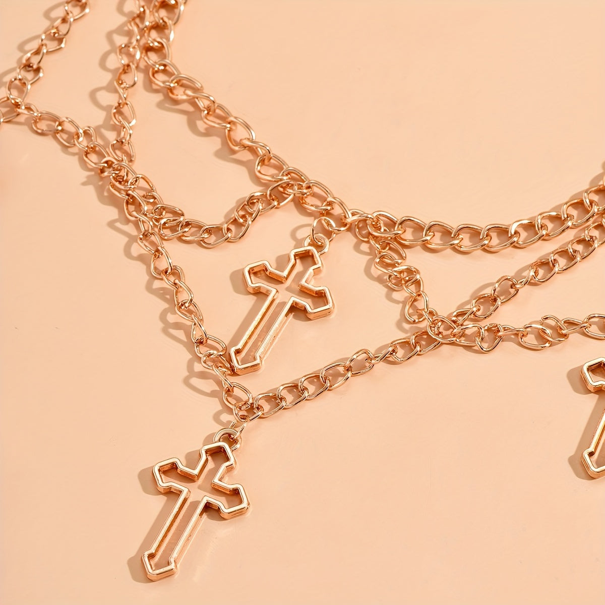 1pc Fashionable Gothic Criss Cross Multi-element Multi-Layer Necklace Chain