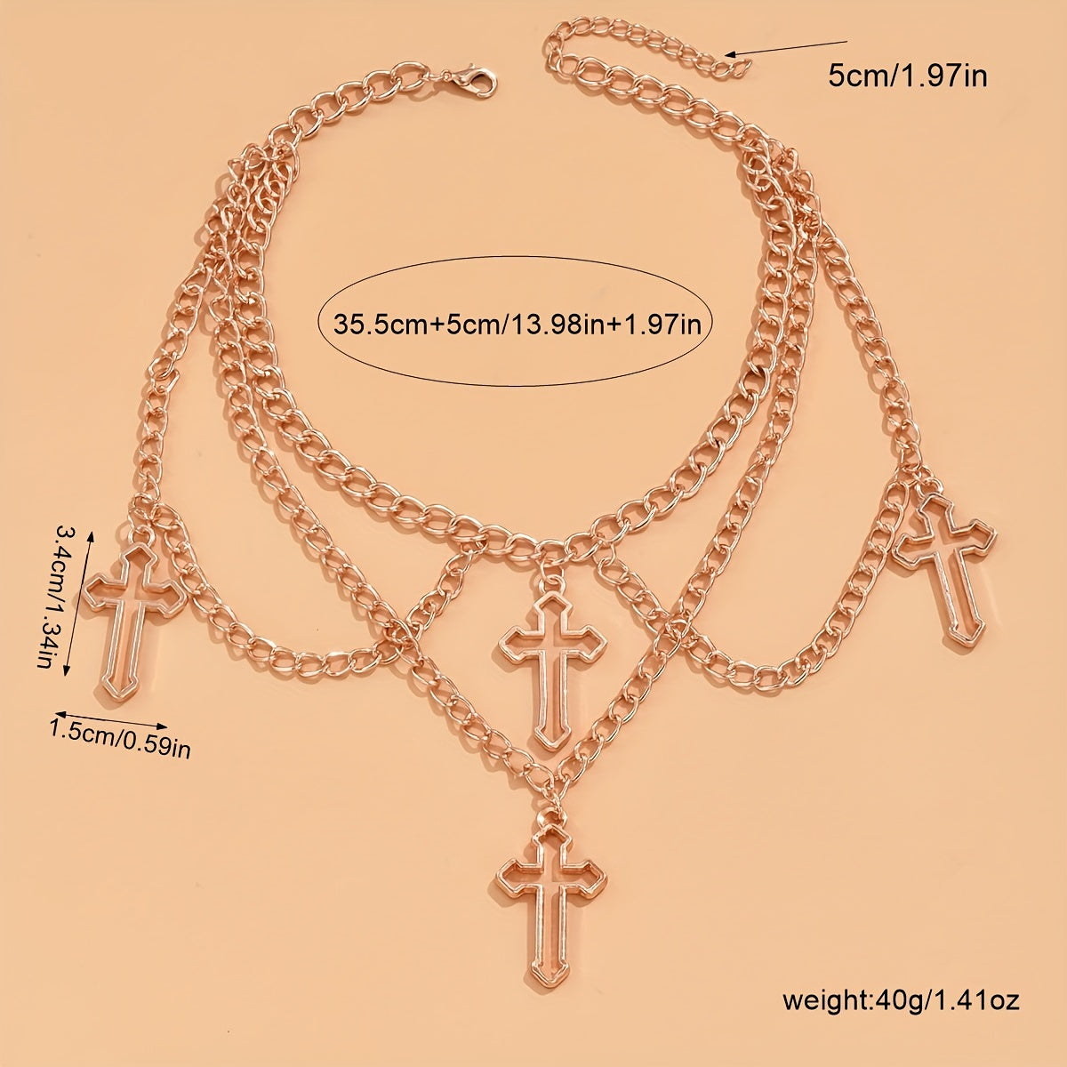 1pc Fashionable Gothic Criss Cross Multi-element Multi-Layer Necklace Chain