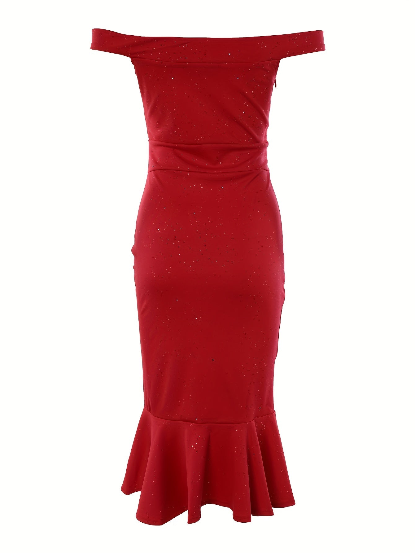 Knee-High Elastic Micro Ruffle Trim Polyester Slingback Dress - Elegant Solid Color Party Dress for Women - Spring/Summer Fashion