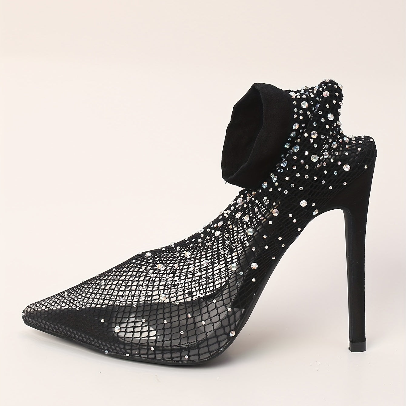 Women's Rhinestone Decor Stiletto Heels, Sexy Evening Party Street Style Pumps, Women's Breathable Mesh Heels