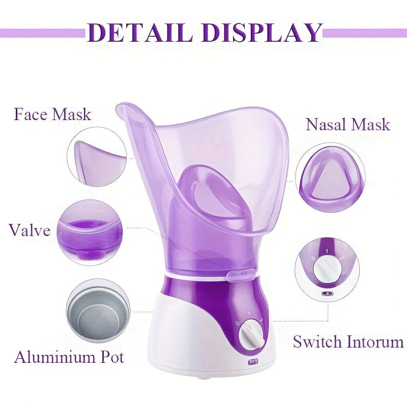 1pc Facial Steamer with Face Cover and Measure Cup, US Plug, Facial Skin Humidifier
