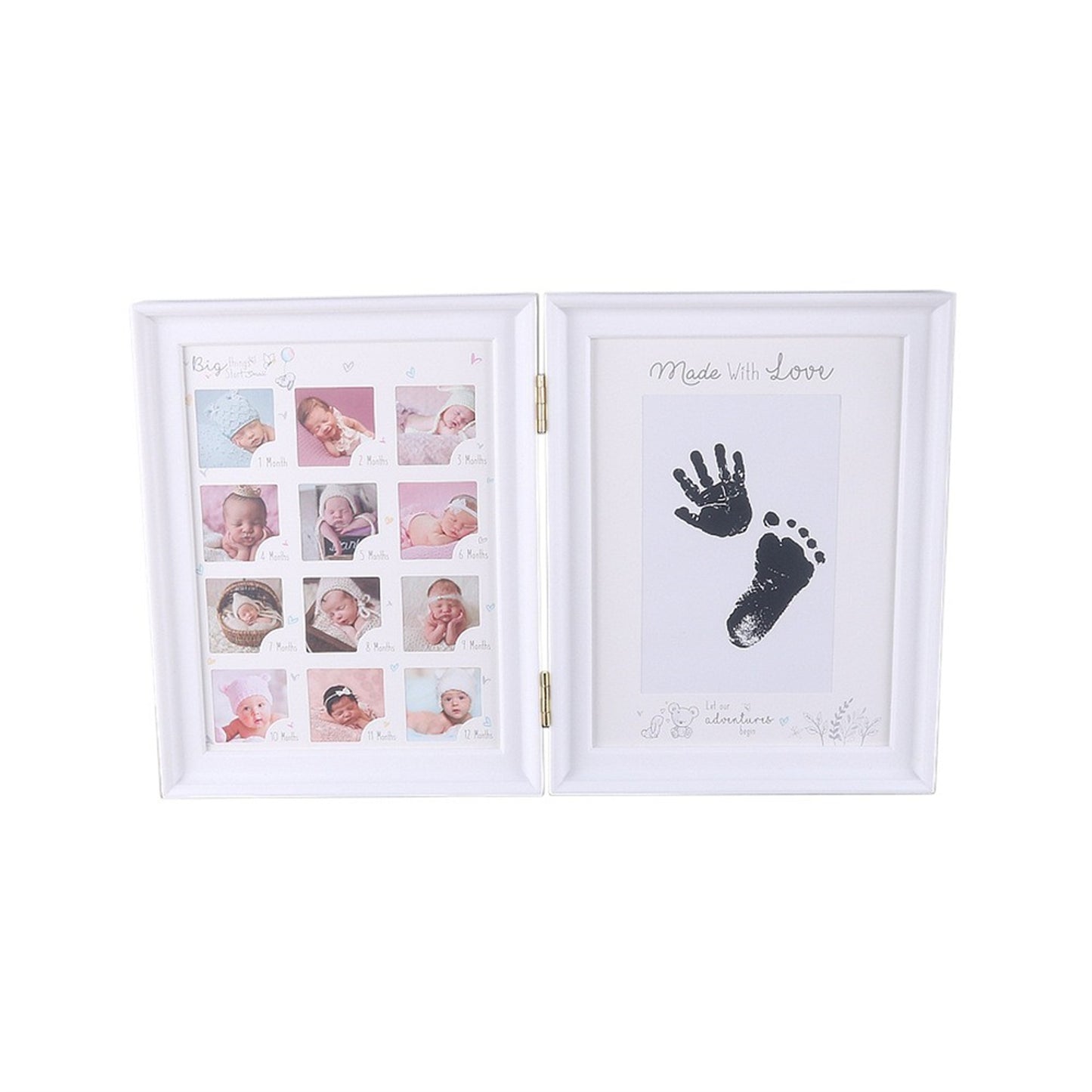 [100 Days Hand & Foot Frame] 100 Days Anniversary Table Filler Photo Frame - Capture Your Newborn's Hand & Foot Prints, Halloween, Thanksgiving And Christmas Gift