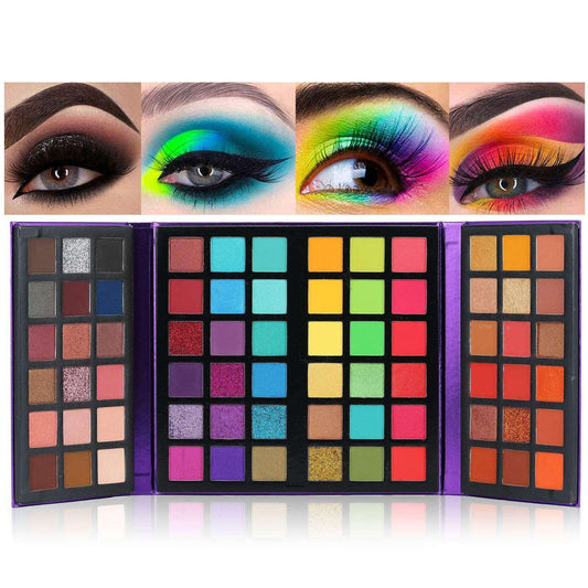 72 Color Eyeshadow Palette Pigment Board Shimmer Glitter Matte Finish, Rainbow Color, Nude Makeup All In One Makeup Palette For Music Festival