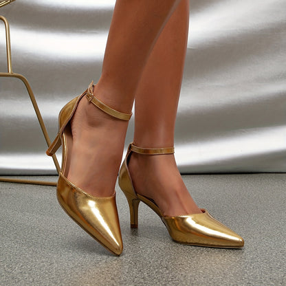 [Popular Choice] Elegant Women's Stiletto Heels - Fashionable Pointed Toe, Ankle Suspender Dress Pumps with Rubber Sole, Versatile for All Seasons