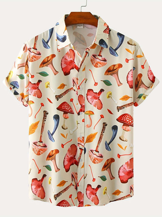 New For 2022, Men's Color Pattern Casual Short Sleeve Lapel Shirt