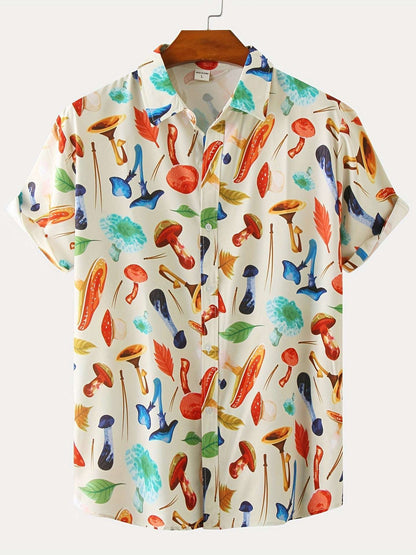 New For 2022, Men's Color Pattern Casual Short Sleeve Lapel Shirt