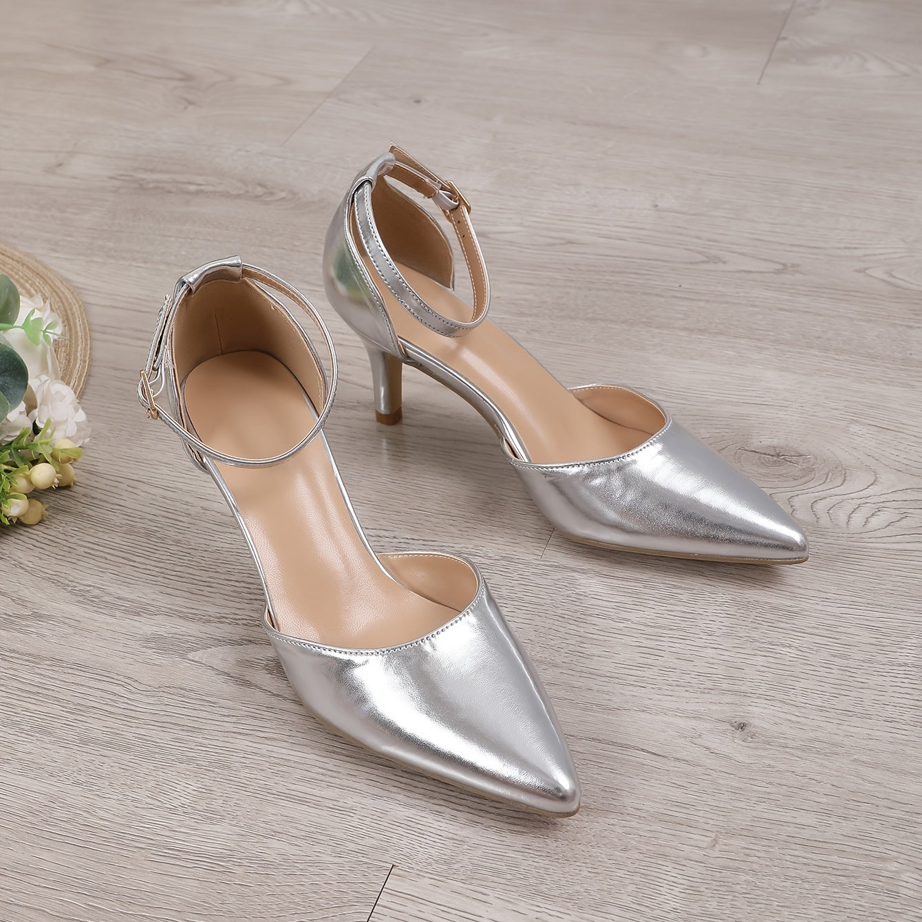 [Popular Choice] Elegant Women's Stiletto Heels - Fashionable Pointed Toe, Ankle Suspender Dress Pumps with Rubber Sole, Versatile for All Seasons