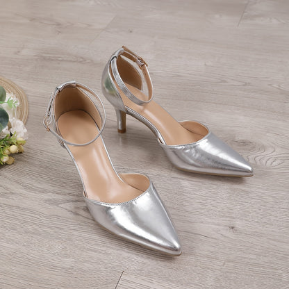 [Popular Choice] Elegant Women's Stiletto Heels - Fashionable Pointed Toe, Ankle Suspender Dress Pumps with Rubber Sole, Versatile for All Seasons