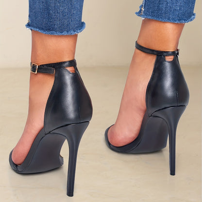 Elegant Women's Beige Stiletto Sandals with Ankle Strap - Open Toe, High Heel Dress Shoes, PU Cover, Perfect for Summer Events, Stiletto Heels