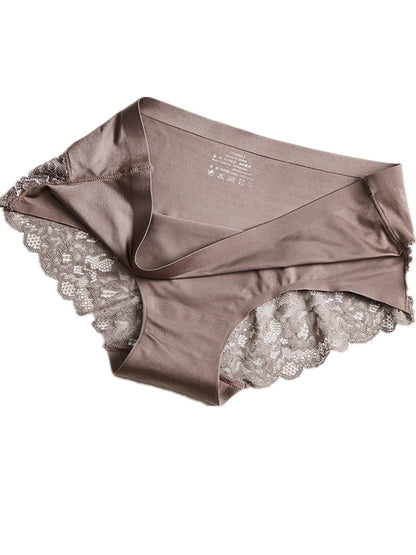 3pcs Breathable Comfortable, Lace Panty, Satin Panty, Lace Panty, Panty Smooth And Soft Lingerie