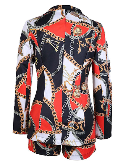 Women's Set Fashion Makeup Fitted Crop Pants 2pcs Blazer Set - Stylish & Chic - Polyester & Spandex Blend - Perfect for Parties & Night Out - Ideal Gift for Fashionable Women