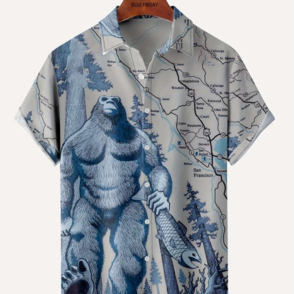 Stylish Men's Hawaiian Shirt with Vibrant Coconut Tree Print - Perfect for Beach Vacations and Summer Parties