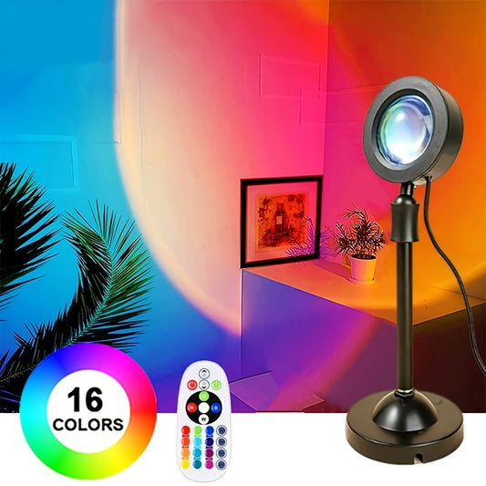 Color-Changing Sunset Light Projector - 360° Rotating Decorative Floor Lamp for Home Ambiance and Relaxation