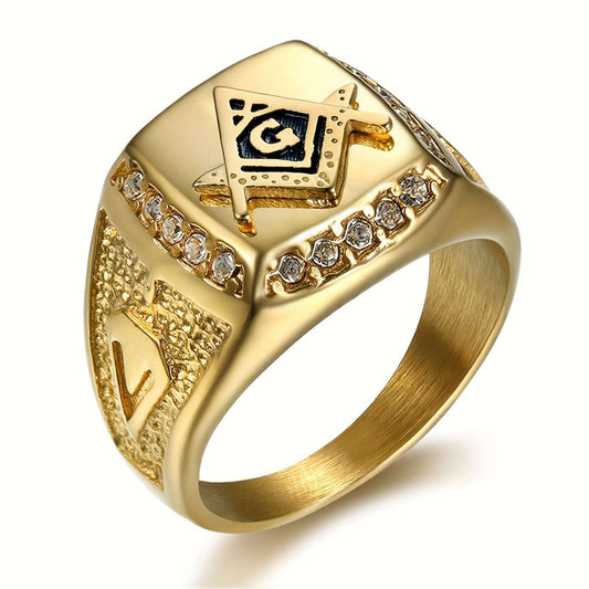 1pc Punk Vintage Men's Stainless Steel Signet Ring, Valentine's Day Gift For Men/Boyfriend/Dad