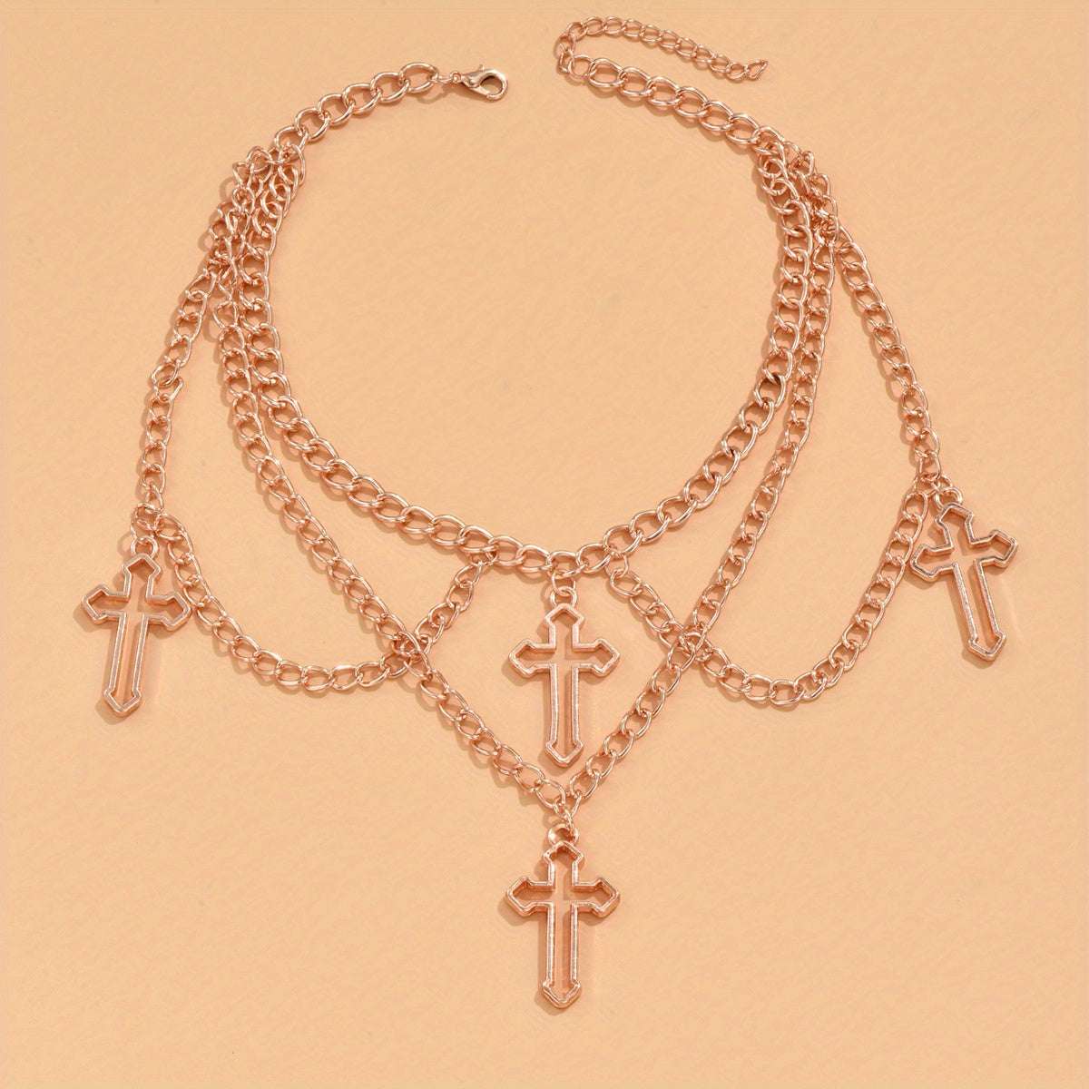 1pc Fashionable Gothic Criss Cross Multi-element Multi-Layer Necklace Chain