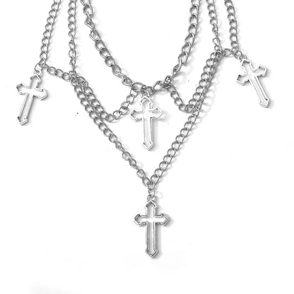 1pc Fashionable Gothic Criss Cross Multi-element Multi-Layer Necklace Chain