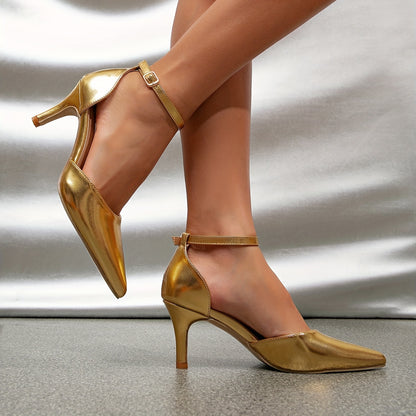[Popular Choice] Elegant Women's Stiletto Heels - Fashionable Pointed Toe, Ankle Suspender Dress Pumps with Rubber Sole, Versatile for All Seasons