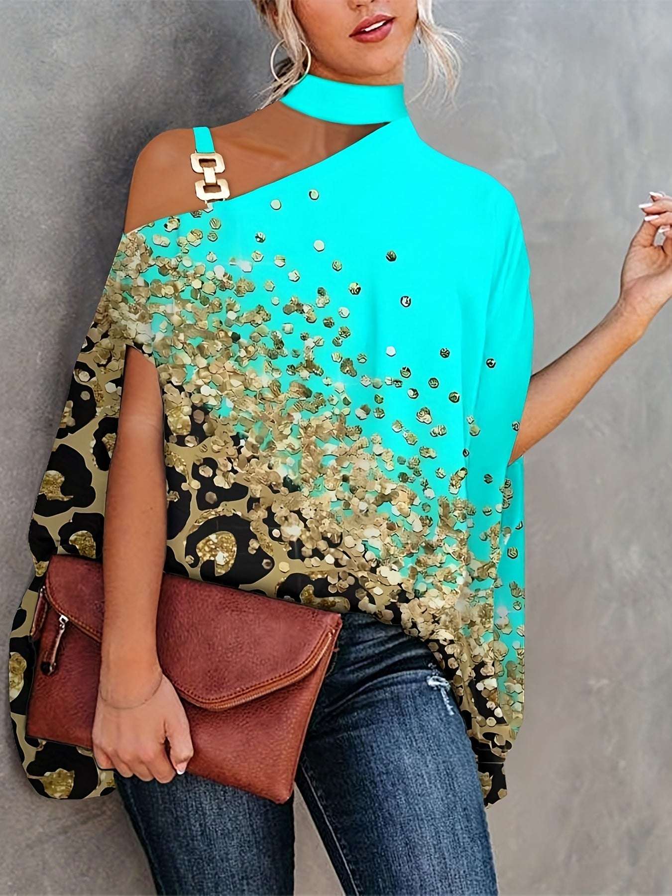 Women's Blouse Summer Halter Batwing Sleeve Floral Print Blouse
