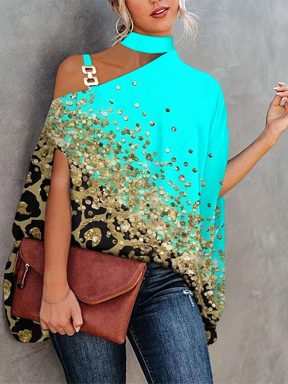 Women's Blouse Summer Halter Batwing Sleeve Floral Print Blouse