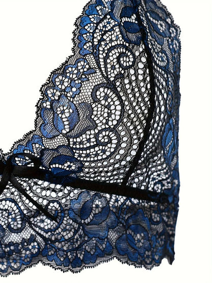 Enchanting Lace Lingerie Set - Push-Up Bra & Sheer Panties - Chic Boudoir Wear for Women