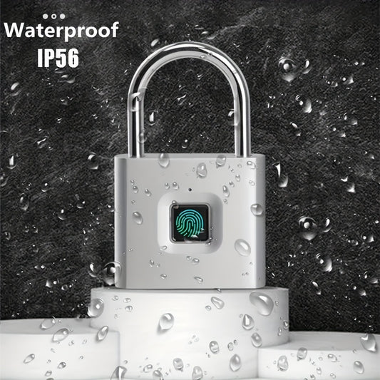 1pc Mini Smart Fingerprint Padlock, Small Portable Metal Security Antitheft Lock, Keyless USB Rechargeable Battery Suitcase Luggage Backbag Door Lock