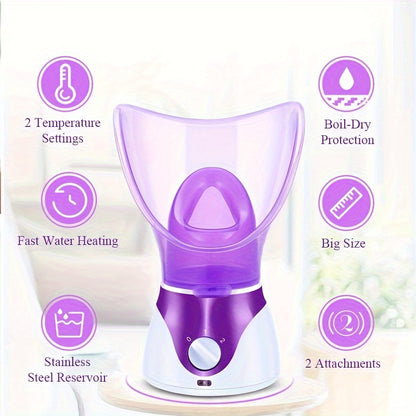 1pc Facial Steamer with Face Cover and Measure Cup, US Plug, Facial Skin Humidifier