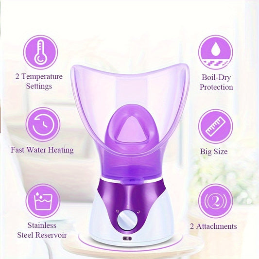 1pc Facial Steamer with Face Cover and Measure Cup, US Plug, Facial Skin Humidifier
