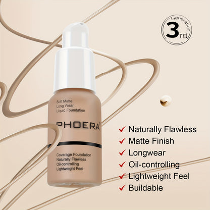 Radiant Glow Soft Matte Liquid Foundation - High Coverage, Flawless Finish, Long-lasting Highlighting Matte Effect