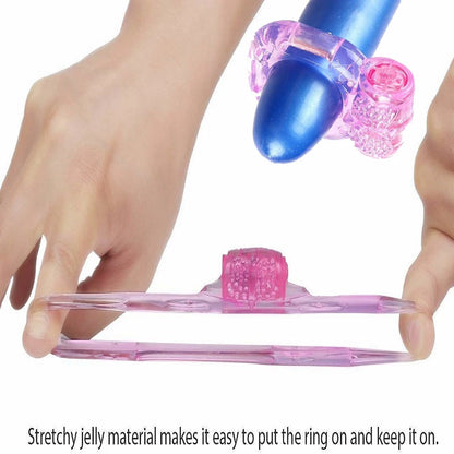 Butterfly Vibrating Cock Rings Silicone Penis Ring Vibrator Male Penis Extender Clitoral Stimulate Adults Sex Toys for Men