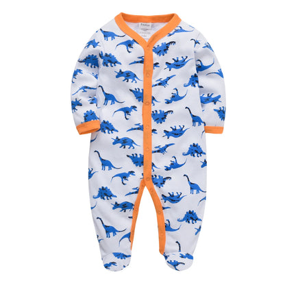 KAVKAS 1/3 Pcs Baby Boys Rompers Cartoon Print Overalls Cotton Infant Clothing Kids Jumpsuit Newborn Pajimas 0-3 Months