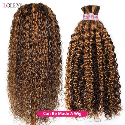 4 27 Highlight Bulk  Human Hair For Braiding  Brown Water Wave Human Hair Bundles No Weft Bundles For Women Hair Extensions