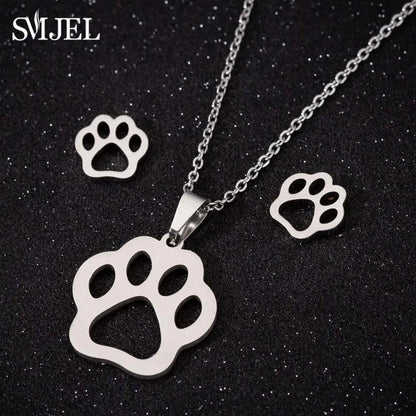 Fashion Stainless Steel Necklace Rabbit Earrings Women Cute Bunny Rabbit Unicorn Kitty Charm Necklace Easter Jewelry Gifts