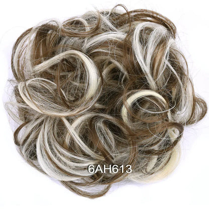 Synthetic Messy Bun Hair Piece Scrunchie Donut Tousled Flexible Hair Bun Straight Chignon Wig Accessory Updo Bun Hair